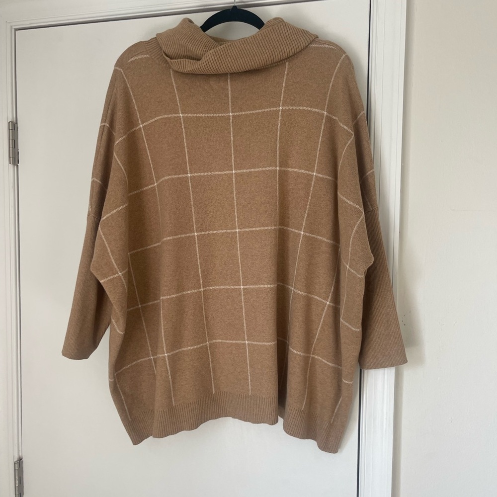 LOFTCozy Tan Grid Sweater